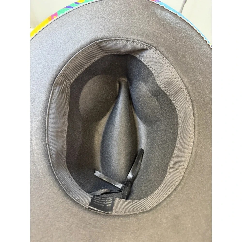 Womens Fedora Hat Multicolor Abstract Print Cotton Polyester One Size
